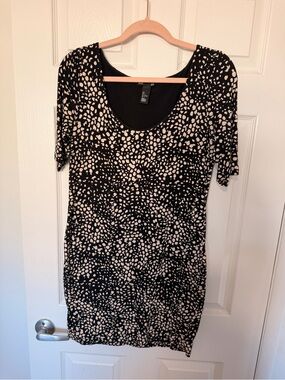 H&M Black Dress with Cream Abstract Spot Print